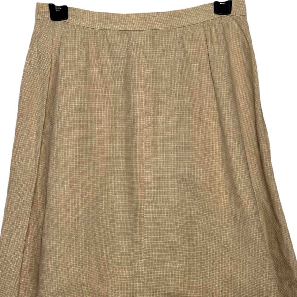 Vtg 1970's Ralph Lauren Cotton Linen Blend Button Front Prairie Midi Skirt - Picture 5 of 7